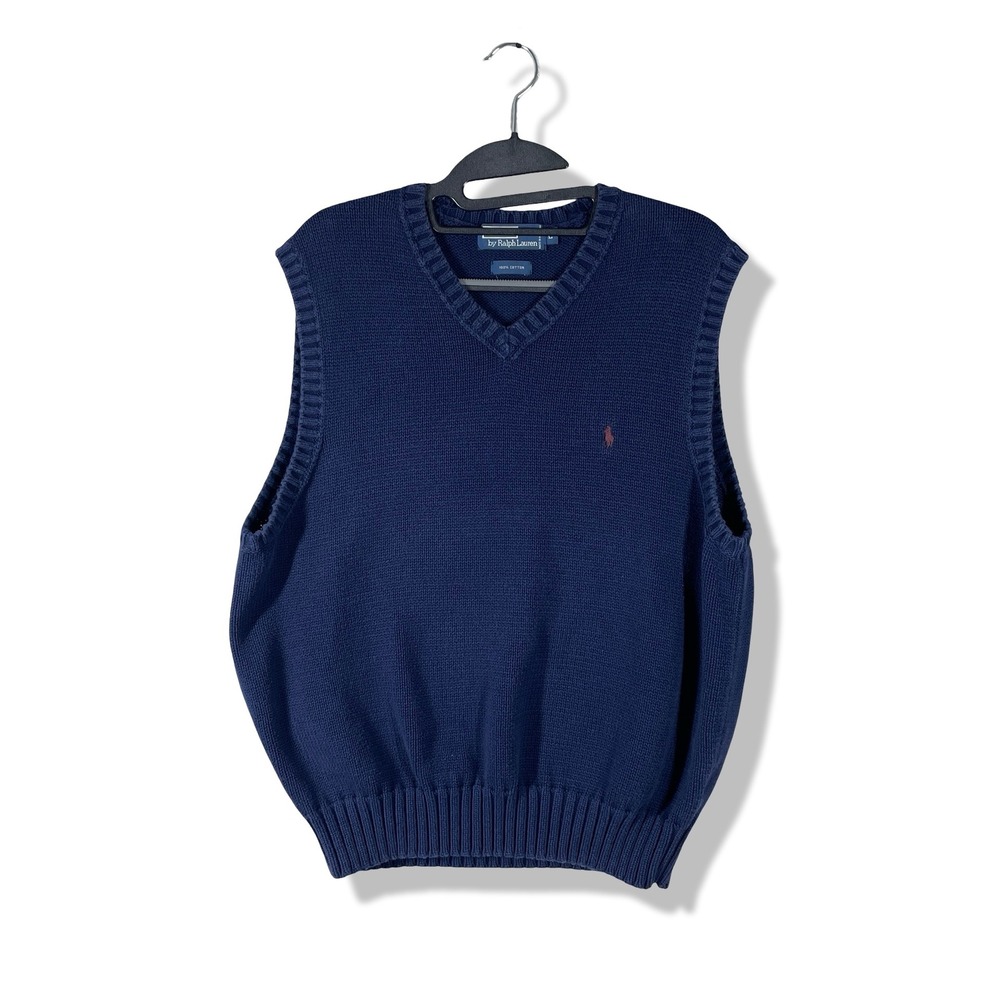 Polo Ralph Lauren Sweater Vest Mens L Navy Blue Preppy Old Money Quiet Luxury